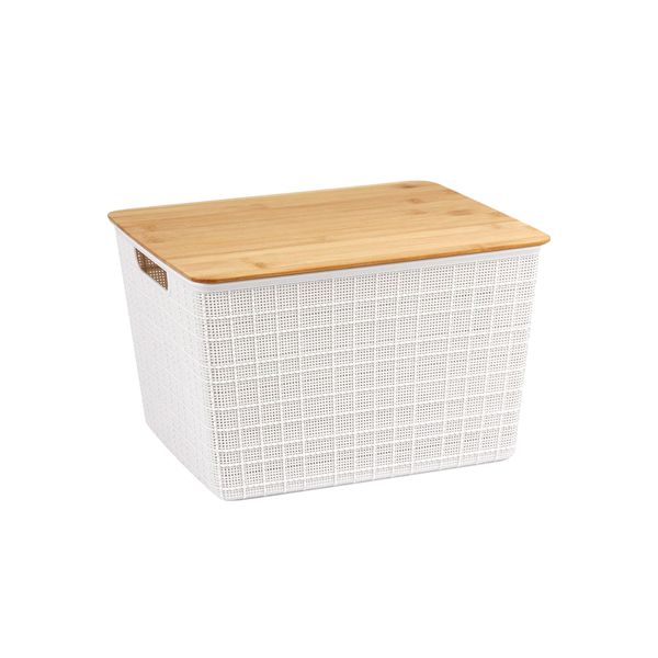 Caixa organizadora com tampa de bambu 18l oikos