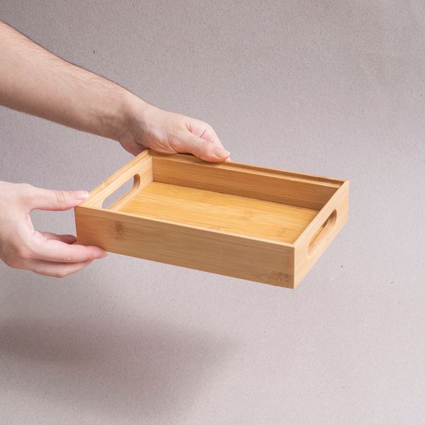 Caixa vazada de bambu empilhável 22x15,1x4,5cm - oikos