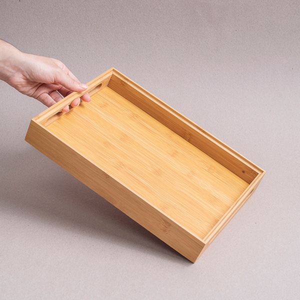 Caixa vazada de bambu empilhável 31,8x23x4,5cm - oikos