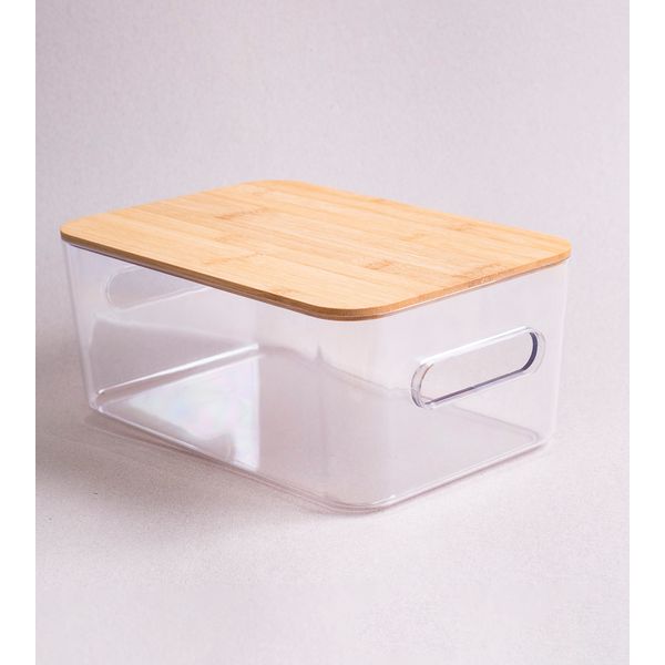 Caixa organizadora de bambu e plastico 6l - oikos
