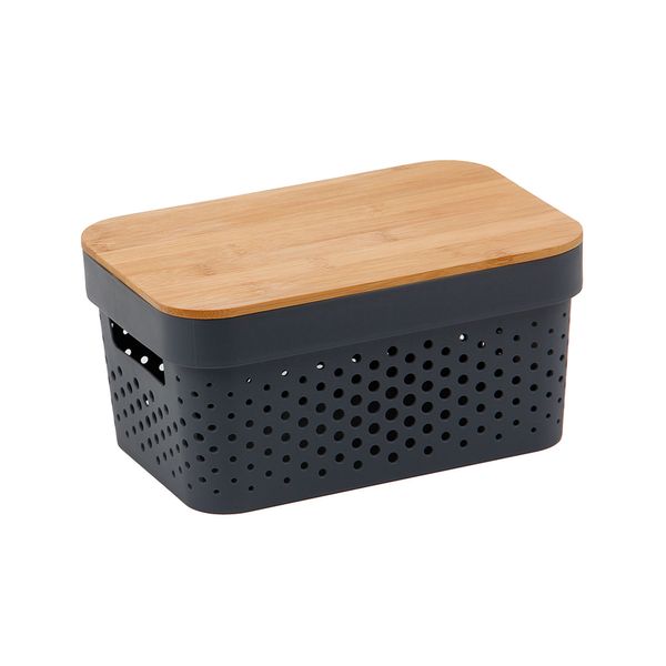 Caixa organizadora poá com tampa de bambu 3,5l - oikos