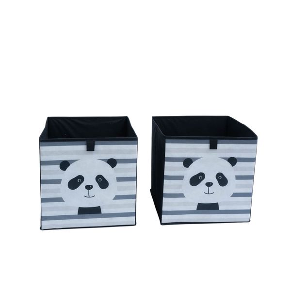 Kit organizador dobrável infantil de tnt panda 2 pçs - oikos