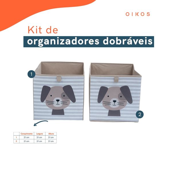 Kit organizador dobrável infantil de cachorrinho 2 pçs oikos