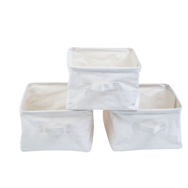 Kit organizadores dobráveis de linho off white 3 pçs - oikos