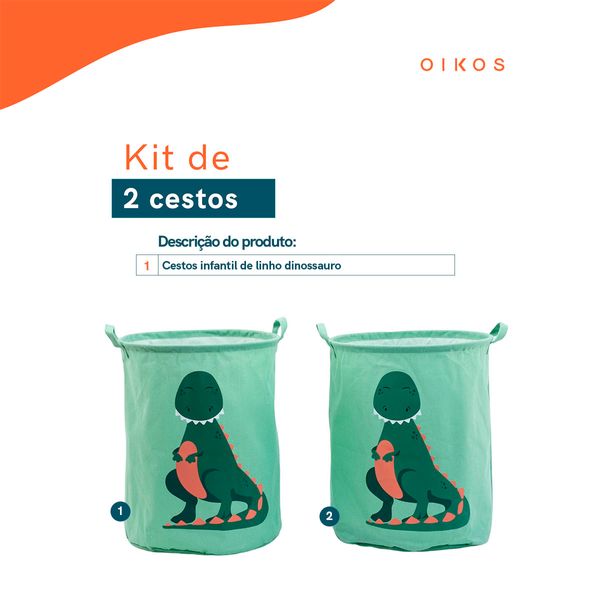 Kit 2 cestos organizadores infantis roupas e brinquedos de linho - oikos