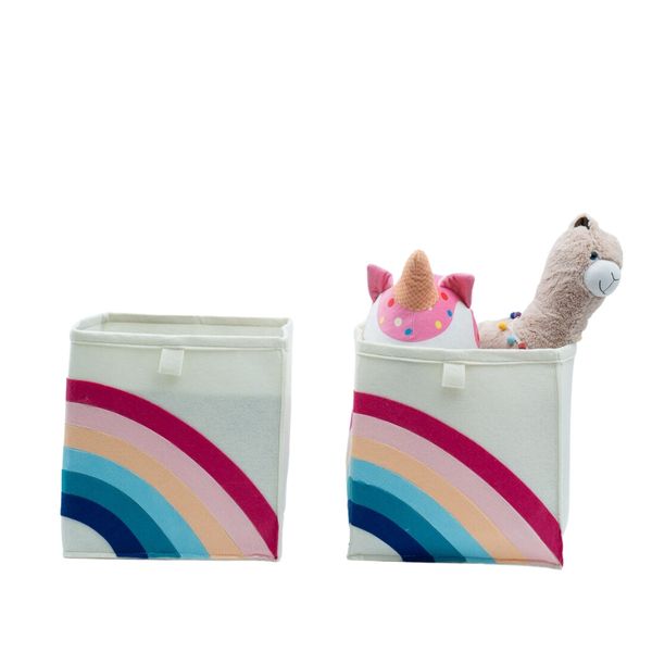 Kit 2 organizadores infantis dobráveis para roupas e brinquedos cores - oikos