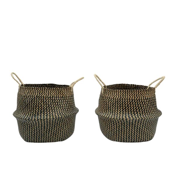 Kit 2 cestos organizadores multiuso decorativo marrom seagrass - oikos