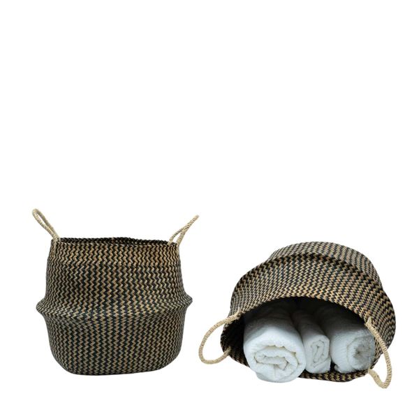 Kit 2 cestos organizadores multiuso decorativo marrom seagrass - oikos