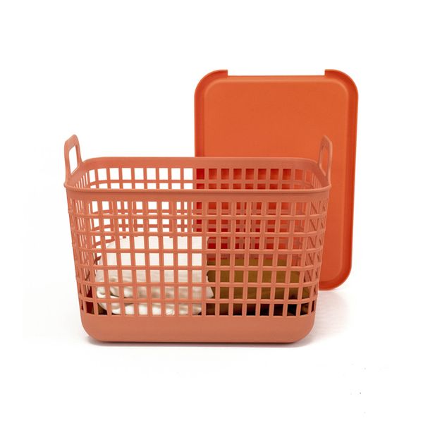 Cesto de plástico com tampa médio - oikos