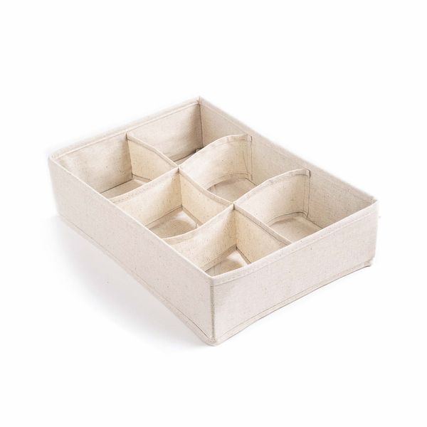 Organizador dobrável com 6 divisórias quadradas linho - oikos