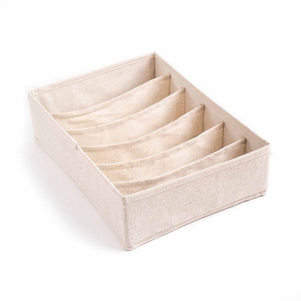 Organizador dobrável com 6 divisórias horizontais linho - oikos