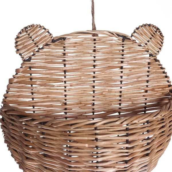 Cesto organizador infantil 30cm de parede urso de palha fibra natural - oikos