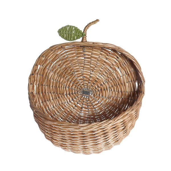 Cesto organizador de parede maçã 30cm com textura palha rattan - oikos