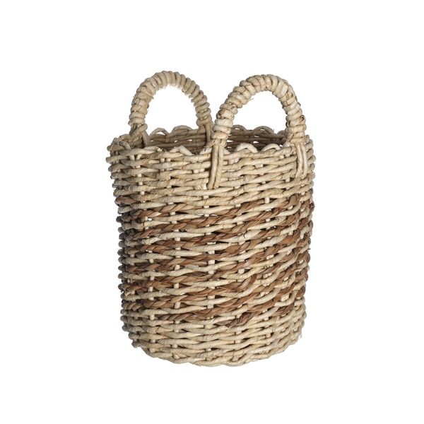 Cesto organizador de palha seagrass 28cm com alças duo multiuso - oikos