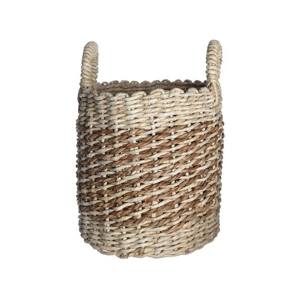 Cesto organizador de palha seagrass 35cm com alças duo multiuso - oikos