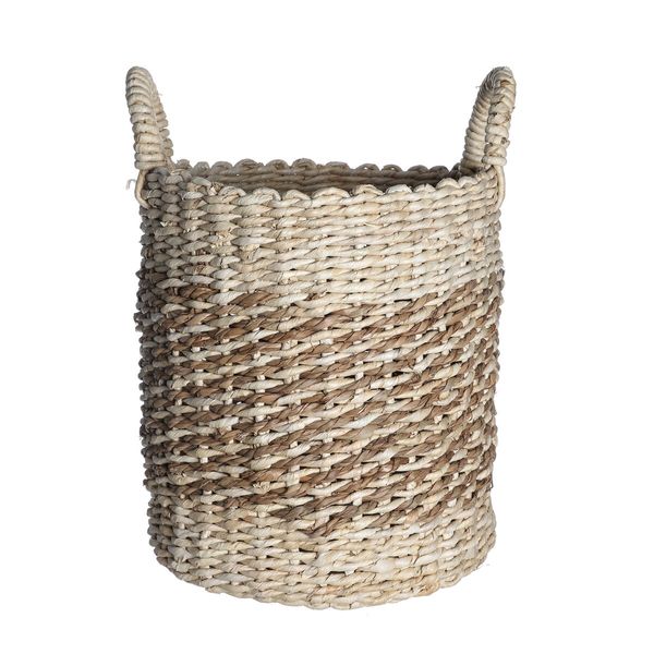 Cesto organizador de palha seagrass 40cm com alças duo multiuso - oikos