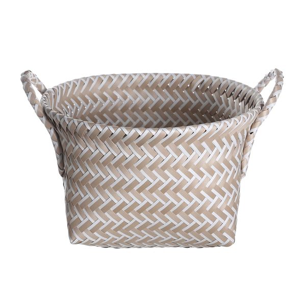 Cesto tramado baixo 27cm com alças de plástico  - oikos