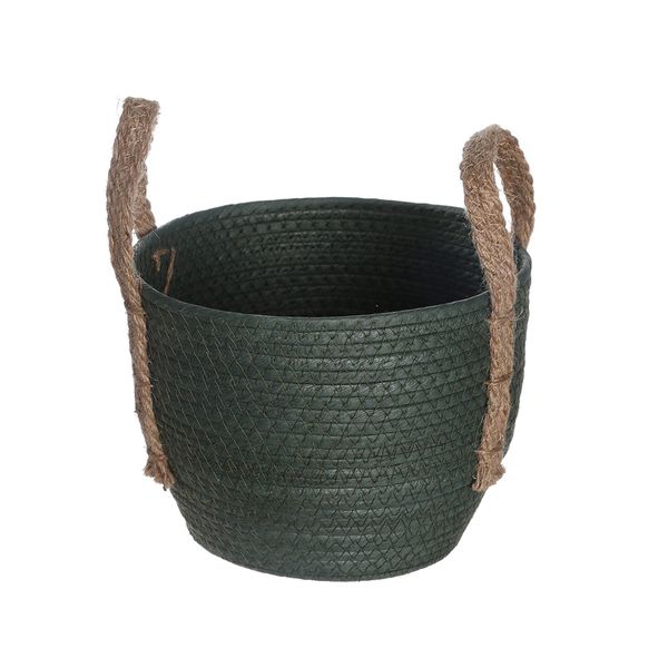 Cesto organizador 24cm tramado com alças duo de corda - oikos