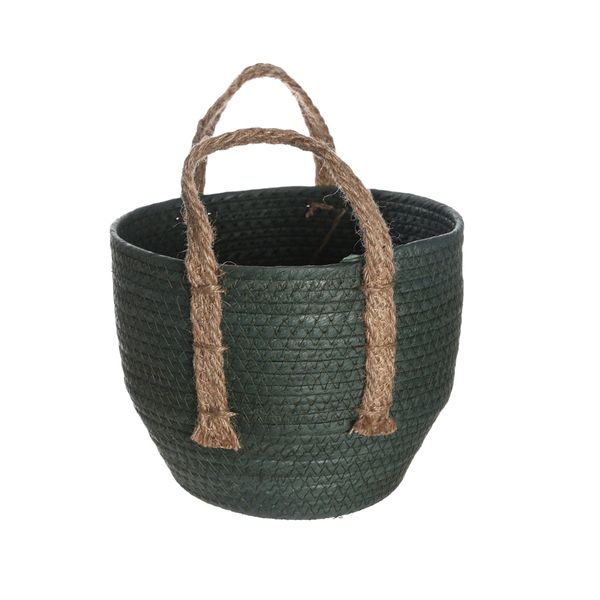 Cesto organizador 24cm tramado com alças duo de corda - oikos