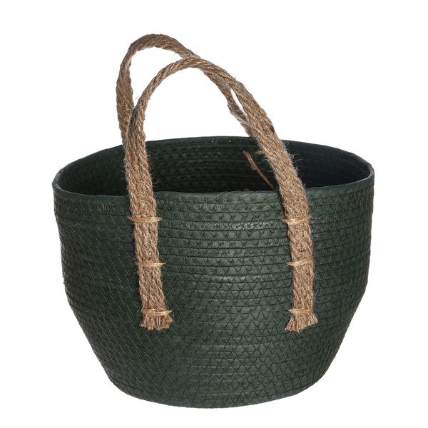 Cesto organizador 29cm tramado com alças duo de corda - oikos