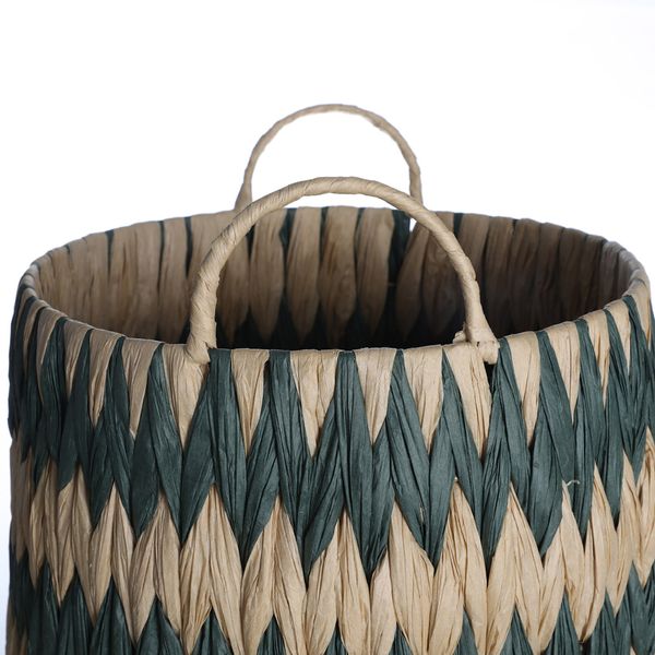 Cesto organizador 31cm com alças tramado de corda zig zag - oikos
