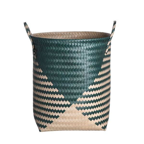 Cesto organizador 40cm tramado com alças étnico de plástico - oikos
