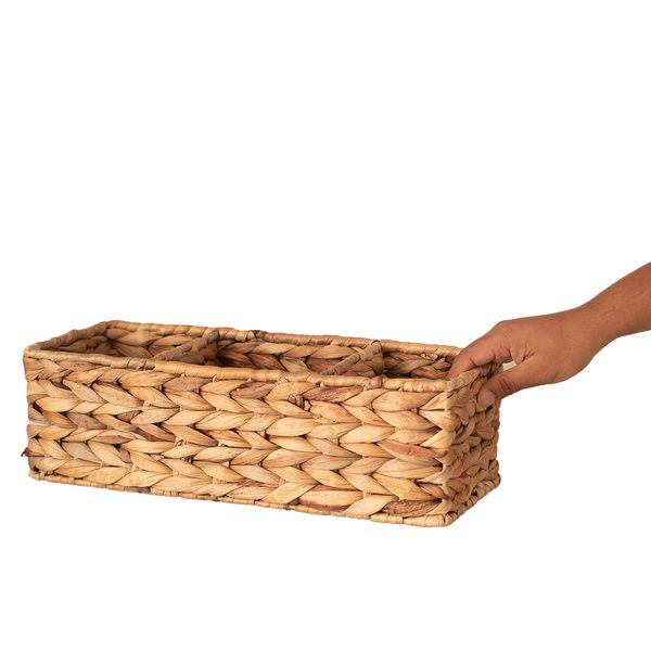 Organizador retangular 36cm 3 nichos de palha fibra natural - oikos