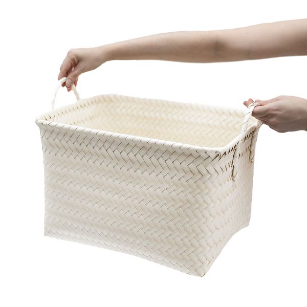 Cesto organizador retangular 40cm com alças de plástico - oikos