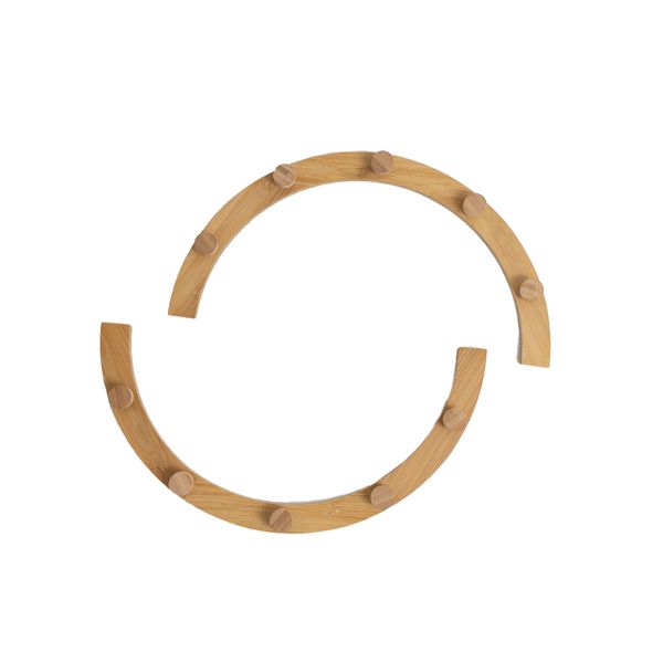 Kit 2 cabideiros arcos circulo redondo modulares de bambu 5 pinos cada - oikos