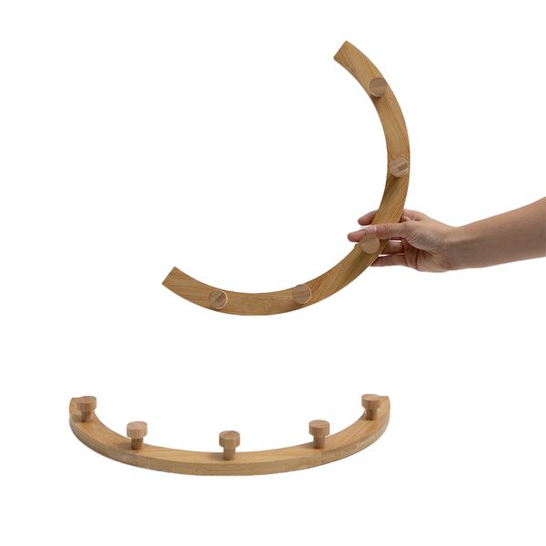 Kit 2 cabideiros arcos circulo redondo modulares de bambu 5 pinos cada - oikos