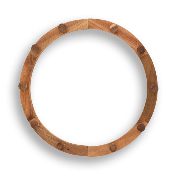 Kit 2 cabideiros de madeira acácia arcos modulares com 5 pinos resistente - oikos