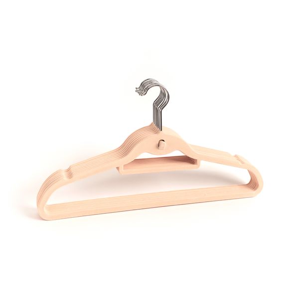 Kit cabide de veludo bege com gancho oikos - 90 unidades