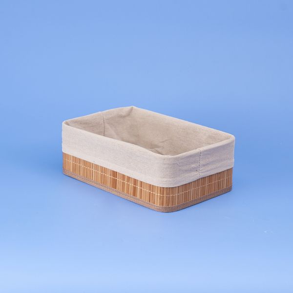 Cesto retangular de bambu com forro 29cm - oikos