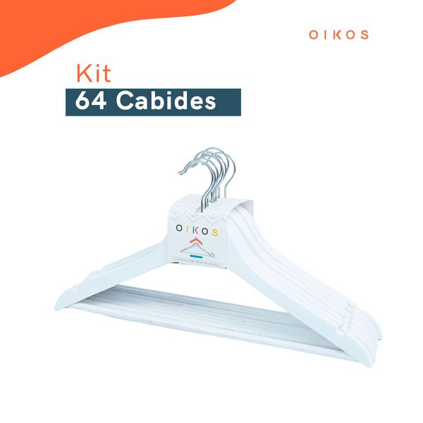 Kit cabides de madeira 64 peças - oikos