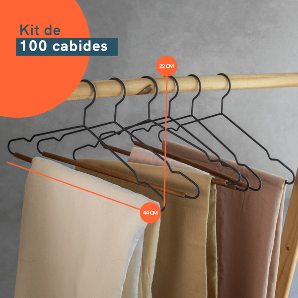 Conjunto de cabides de metal com madeira 2pcs - oikos (100 pçs)