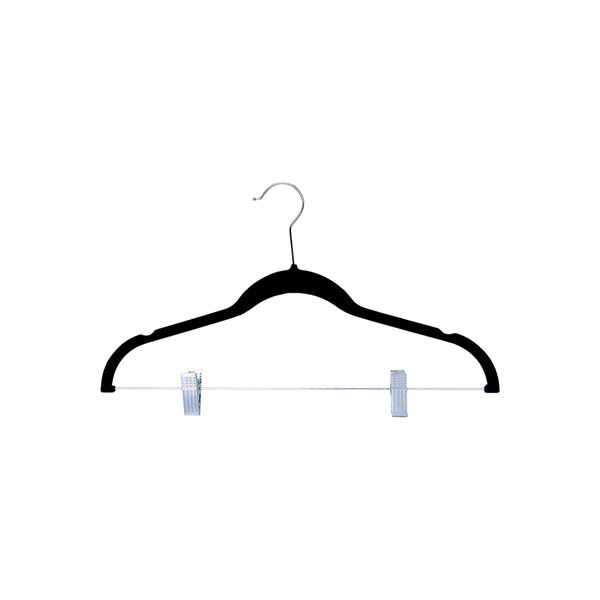 Cabide de veludo com clipes preto oikos