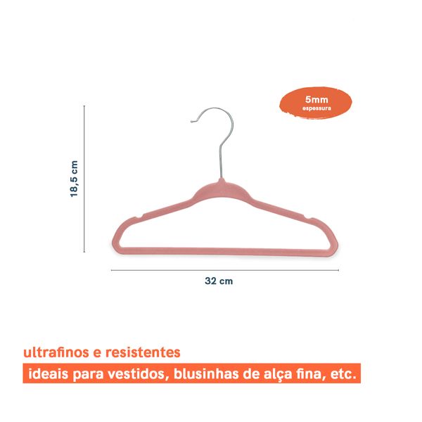 10 cabides de veludo infantil c/ gancho - oikos