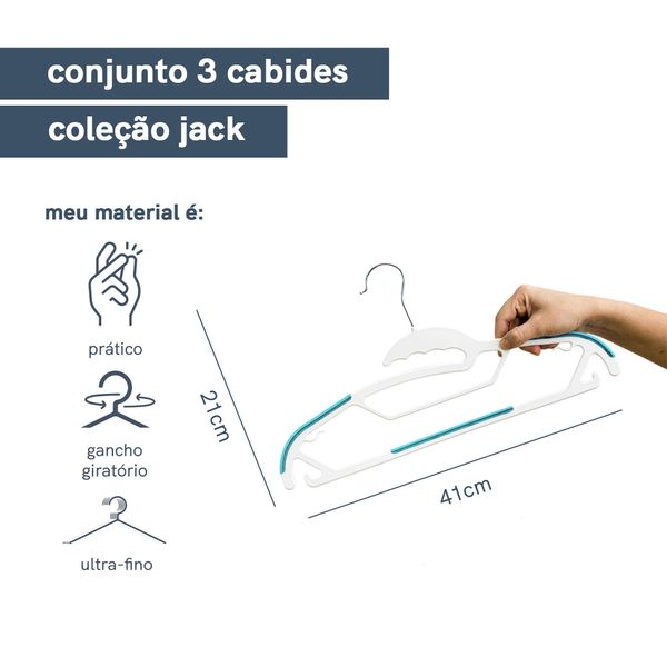 Conjunto de 3 cabides jack oikos