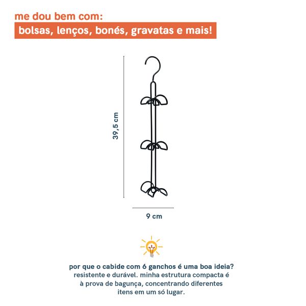 Cabide para bolsas preto oikos