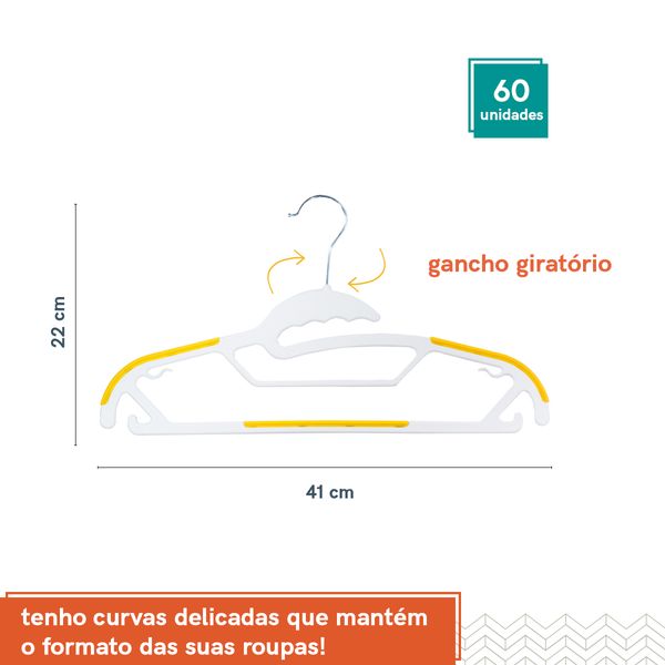 Kit cabide jack amarelo oikos - 60 unidades