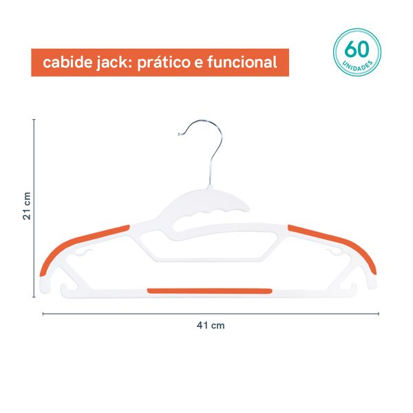 Kit cabide jack laranja oikos - 60 unidades