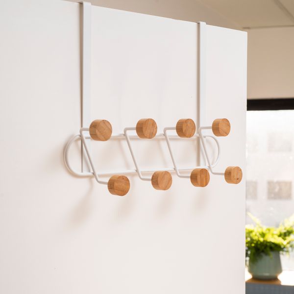 Cabideiro de porta multiuso 8 ganchos sem furar - oikos