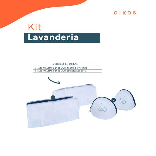 Kit saco para roupas delicadas 4 peças - oikos