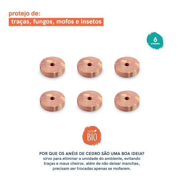 Conjunto de 6 anéis de cedro oikos