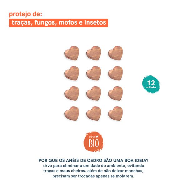 Conjunto de 12 anéis de cedro oikos