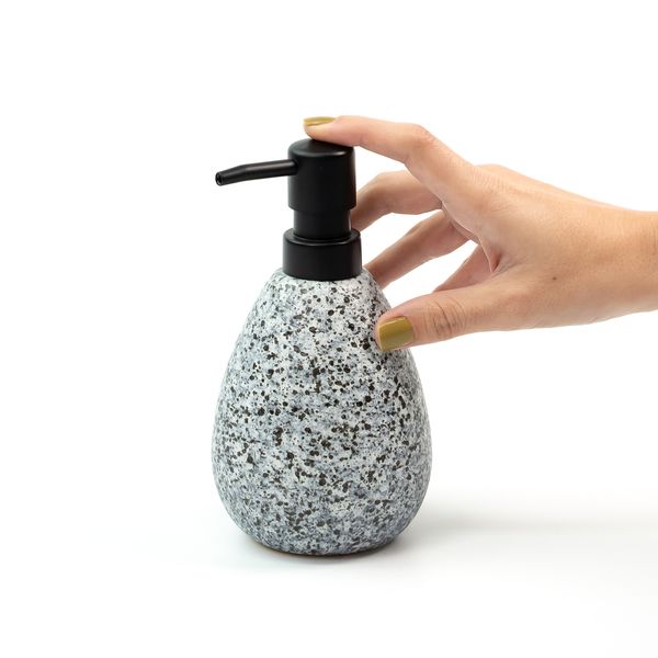 Porta sabonete líquido de cerâmica granulado cinza - oikos
