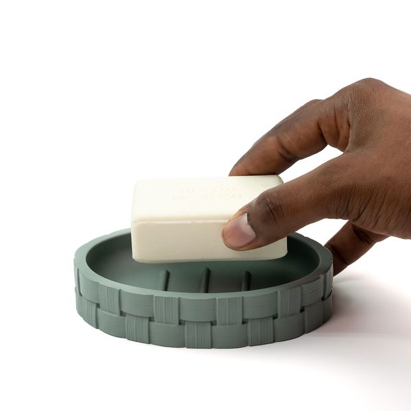 Saboneteira de resina tramado verde - oikos