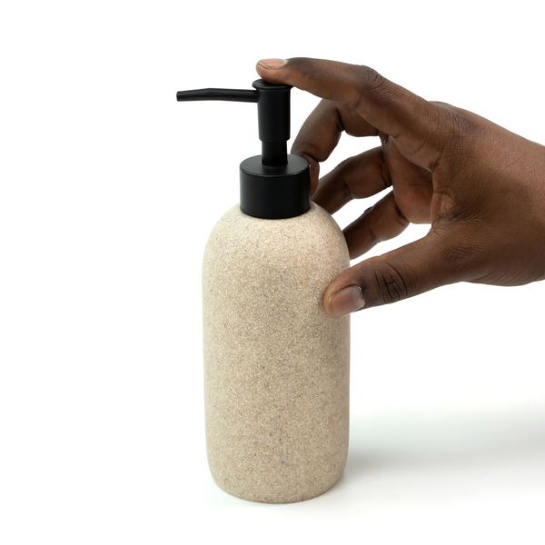 Porta sabonete líquido de resina oval areia - oikos