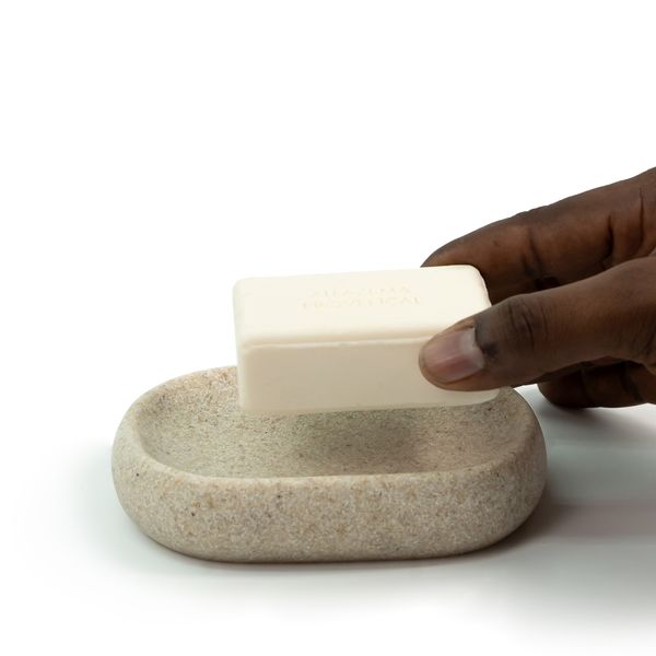 Saboneteira de resina oval areia - oikos