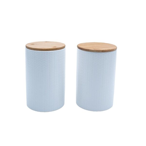 Kit 2 potes dolomita com tampa de bambu zig zag 1,5l - oikos